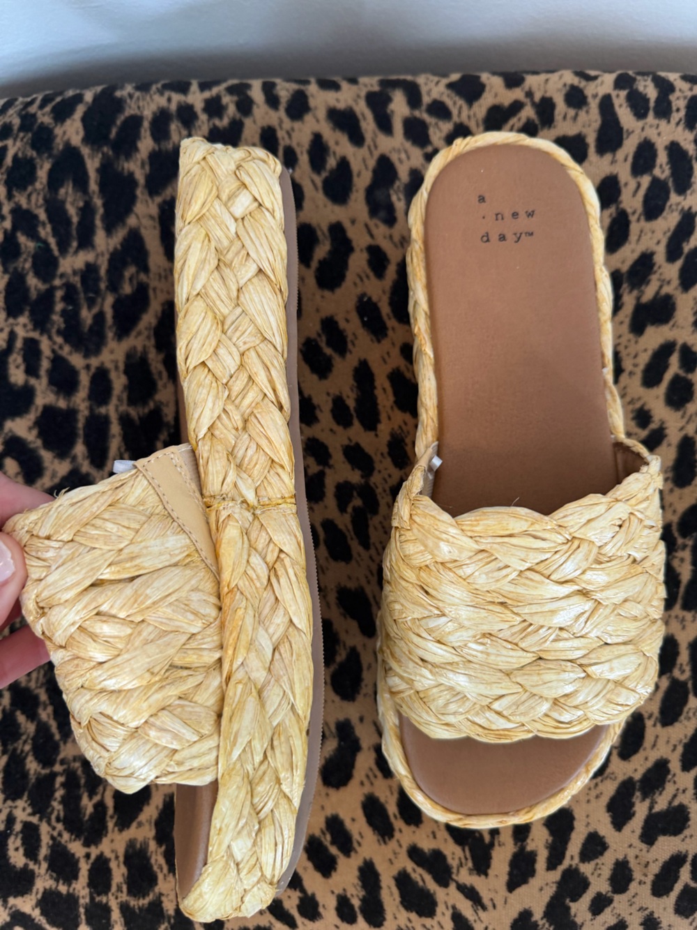 a new day Yellow Braided Raffia Slide Mules